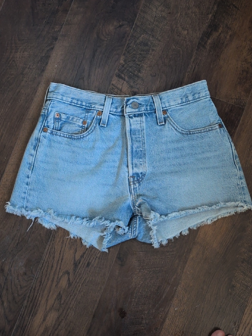 Levi's 501 Light Blue Denim Shorts - Classic High Waist, Size 29